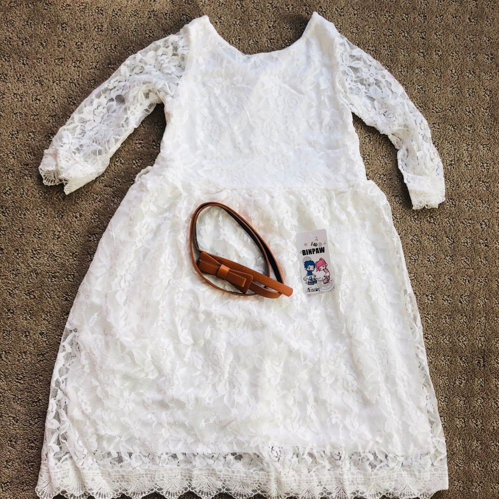 Lacey White Dress for Little Girl, size 7-8 years